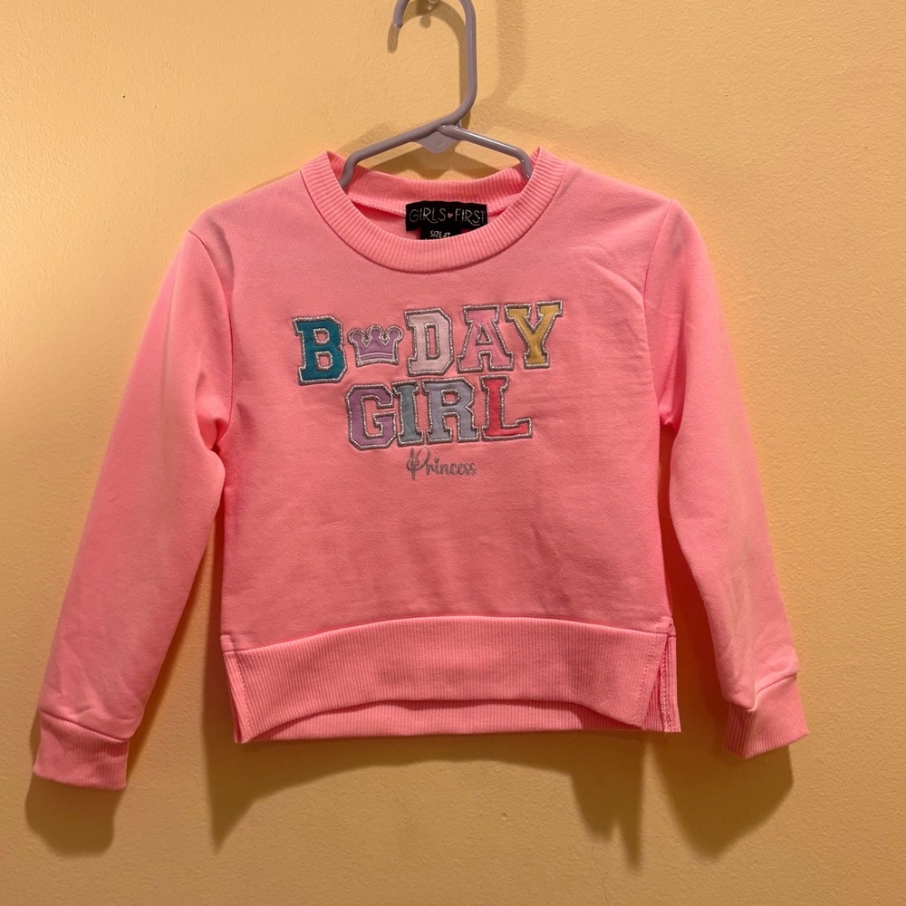 Long Sleeved Girls “Birthday” Sweatshirt 4T